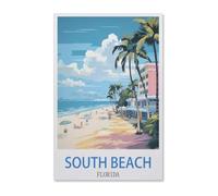 BEAYODKP South Beach Florida Vintage Travel Poster，Diamond Painting Kits for Adults - 5D Diamond Painting Kit Full Drill, Diamond Art Kits for Home Wall Decor（50 x 60 cm/19.68 x 23.62 inches）-G1