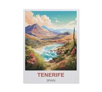 BEAYODKP Tenerife Spain Vintage Travel Posters,DIY Paint by Numbers for Adults Beginner, Easy Paint by Numbers for Beginner,Acrylic Watercolor Paint by Number for Kids Gift Decor(30x40cm) -CB82