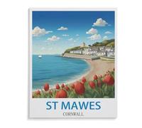BEAYODKP Vintage Travel Poster St Mawes Cornwall，DIY Paint by Numbers for Adults Beginner, Easy Paint by Numbers for Beginner,Acrylic Watercolor Paint by Number for Kids Gift Decor(20x30cm-A39