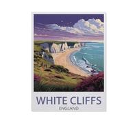 BEAYODKP White Cliffs England Vintage Travel Poster,Paint by Numbers for Kids & Adults & Beginner, DIY Canvas Painting Gift Kits(40x50cm-AO43