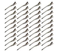 Beayuer 40 Pieces Duck Bill Hair Clips, 3.5 Inch Rustproof Metal Alligator Curl Clips with Holes for Hair Styling, Hair Coloring, Thick Hair Sectioning, Salon, Bows DIY, Silver (40 Pcs, 3.5in Silver)