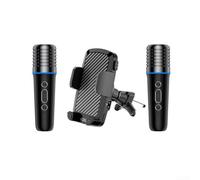 BEAZOOM 2-in-1 Car Karaoke Microphone and Phone Holder Wireless Voice Changer Air Vent Mount for Singing(Dual Mic)