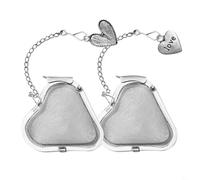 BEAZOOM 2-Piece Heart-Shaped Stainless Steel Tea Filter Set with Reusable Infusers in 4 Unique Designs Loose for Leaf Brewing, Silver(A)