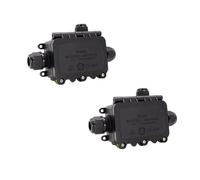 BEAZOOM 2pcs IP65 Outdoor Junction Box, T-Type Waterproof Electrical Enclosure, Flame Retardant Housing with Hinged Lid Landscape Wiring, for Black