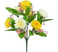 BEAZOOM 32cm Artificial Silk Echinacea Bouquet with 7 Heads, Long Lasting Fake Flowers for Wedding Home Decoration(white + yellow)
