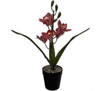 BEAZOOM 38cm Artificial Magnolia Bonsai, 6-Flower Fake Plant with Lifelike Design for Wedding Home Decor(Red)