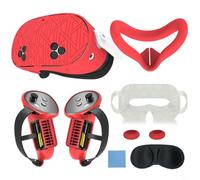 BEAZOOM 3S Silicone Protective Cover Set, 7-in-1 VR Headset Case Including Anti-Leakage Nose Pad, Controller Grips and Lens Guard, for Red(red)