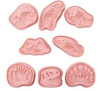 BEAZOOM 8 Pack Dinosaur Shaped Cookie Cutters, Food Safe for PP Baking Tools Children, Easy Clean Pink