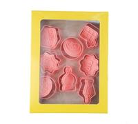 BEAZOOM 8 Piece Eid Cookie Cutters Set with Lantern Moon Star Shapes, for PP Biscuit Moulds Ramadan for Celebrations, DIY Baking, Pink