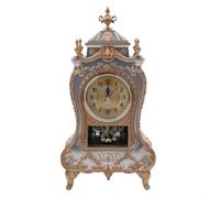 BEAZOOM Antique Table Clock with 12 Melodies, Vintage Style Home Decorative Alarm Clock for Office Cafe Restaurant, Battery Powered Plastic Desk Clock, Brown(White)