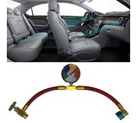 BEAZOOM Car AC R1234Yf Recharge Hose with Gauge and 12 LH for Can Opener, Red Charging Pipe Automotive Air Conditioning