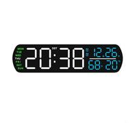 BEAZOOM Digital LED Alarm Clock Showing Time Date Temp Humidity, Auto Manual Brightness Control, 2 Alarms with Snooze, 99 Min Countdown, Blue(WhiteB)