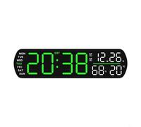 BEAZOOM Digital LED Alarm Clock Showing Time Date Temp Humidity, Auto Manual Brightness Control, 2 Alarms with Snooze, 99 Min Countdown, Blue(greenA)