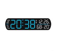 BEAZOOM Digital LED Alarm Clock Showing Time Date Temp Humidity, Auto Manual Brightness Control, 2 Alarms with Snooze, 99 Min Countdown, Blue(blueB)