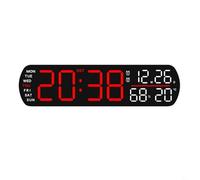 BEAZOOM Digital LED Alarm Clock Showing Time Date Temp Humidity, Auto Manual Brightness Control, 2 Alarms with Snooze, 99 Min Countdown, Blue(redB)