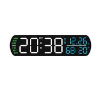 BEAZOOM Digital LED Alarm Clock Showing Time Date Temp Humidity, Auto Manual Brightness Control, 2 Alarms with Snooze, 99 Min Countdown, Blue(whiteA)