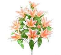BEAZOOM for Large 18 Heads Artificial Lily Bouquet, 50cm Silk Fake Flowers with Adjustable Stems for Wedding Photography Decor(orange-yellow)