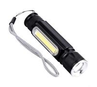 BEAZOOM for Mini Magnetic Work Flashlight USB Rechargeable with Adjustable Zoom, for Dual Light COB & for Main Beam, Portable Aluminum Repair Lamp Mechanics Black