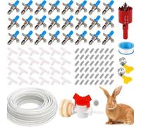 BEAZOOM for Rabbit Waterer with Double Spring Duckbill Nozzle, Automatic Drinking System for Cages, Sturdy Plastic Blue Bottle, 24 Pack