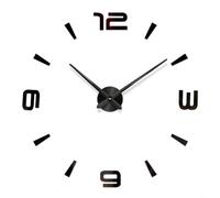 BEAZOOM Frameless 3D DIY Wall Clock Large Acrylic Mirror Sticker Set Silent Movement Custom Size for Home Office Kids Room Decor(Black)