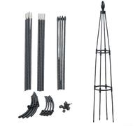 BEAZOOM Garden Obelisk Plant Support Tower 130cm, Sturdy Metal Grid for Roses Tomatoes Climbing Plants(black flower bud)