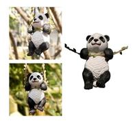 BEAZOOM Hanging Resin Panda on Swing, Cute Garden Decoration Pendant Outdoor Space, Weatherproof Yard Ornament 17cm for Black White