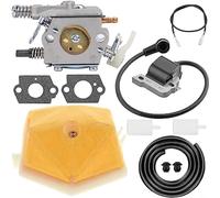 BEAZOOM Ignition Coil and Carburetor Set Compatible with 50 51 55 Chainsaw Parts Including Air Filter Gaskets and Fuel Line