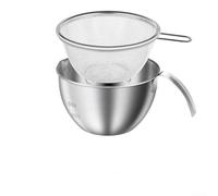 BEAZOOM Metal Mixing Bowls Set with Colander Insert - Stainless Steel Kitchen Bowl for Cooking & Serving - Non-Slip Base 8.5x14.5cm