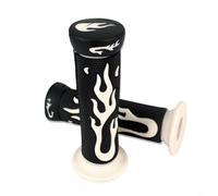 BEAZOOM Motorcycle Flame Handle Grip, Rubber Anti Slip Handle Grip For 7 8 Inch Handlebar For CBR For VFR For FZR(White-Black)