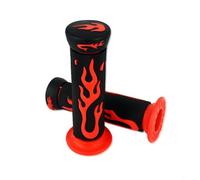 BEAZOOM Motorcycle Flame Handle Grip, Rubber Anti Slip Handle Grip For 7 8 Inch Handlebar For CBR For VFR For FZR(Red-Black)