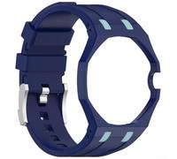 BEAZOOM Multi-Use Watch Band for Swatch For Royal Watches with ABS Frame Protection and Flexible Silicone Adaptability (Dark Blue Orange)