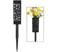 BEAZOOM Outdoor Plastic Flower Cone Basket with Spike, Hollow Drainage Design for Cemetery Grave Memorial Garden Decoration, Black(2PCS)