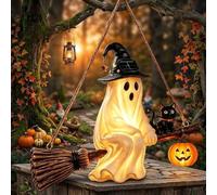 BEAZOOM Playful Solar Powered Hanging Light with Pumpkin Moon Design | Scary Solar Hanging Light Pumpkin Moon Black Cat Weatherproof Halloween Decoration