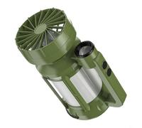 BEAZOOM Rechargeable Solar Camping Lantern with Foldable Fan 3-in-1 LED Light 4 Modes USB Powered Waterproof for Hiking Travel Green