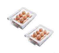 BEAZOOM Refrigerator Drawer Organizer 24x24x7cm Plastic BPA Food Storage Under Shelf for Eggs Vegetables White(6)