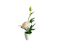 BEAZOOM Silk Peony Artificial Flower in Pot, 31cm Lifelike Hydrangea Simulation Rose Tabletop Shelf Decor, No Watering Needed Cream
