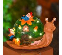BEAZOOM Solar Gnome and for Snail Garden Statue with LED Lights, Weatherproof Resin Outdoor Decor Lawn Pathway Patio, Colorful 9x7.1x4.7 Inch