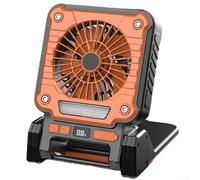 BEAZOOM Solar Powered Desk Fan with USB Rechargeable for battery Portable Camping Fan Featuring Strong Wind and Adjustable Multi Colour Light Ideal for Home Outdoor Activities(Orange)