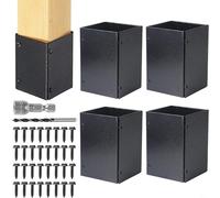 BEAZOOM Stainless Steel Adjustable Post Cover 3.3-6 Inch, Heavy Duty Fence Column Protector for Wood Decks Mailboxes, Weather Resistant Base Guard Black(A)