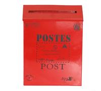 BEAZOOM Vintage Metal Wall Mount Mailbox, 29cm European Rustic Design Home Decor & Photography Props, Sturdy Iron Letter Box with Easy Opening (Blue)(Red)