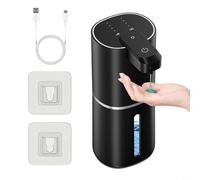 BEAZOOM Wall Mount Automatic Soap Dispenser, 380ml Large Capacity Foaming Pump, 4 Level Adjustment, Compact Design for Bathroom Kitchen(black gel)