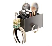 BEAZOOM Wall-Mounted Bathroom Storage Rack No Drill, Carbon Steel & ABS Hair Tie Organizer for Sink Toilet Tank, Grey 16x10x8.1cm(1)