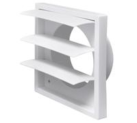 BEAZOOM White ABS Ventilation Grille with 3 Movable Slats, 100mm Round Duct Cover Backdraft and Rain Intrusion