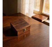 BEAZOOM Wood Clamshell Storage Box, Rectangular Organizer with Sealed Retro Buckle Home Decor and Small Items 12x12x6cm