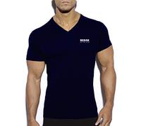 BEBAK ACTIVE Gym Clothes for Men | V Neck Gym T Shirt Bodybuilding T Shirts Workout Training Tops Arnold Schwarzenegger Inspired Design T Shirt for MMA, Strongman, Crossfit. (Navy, Large)