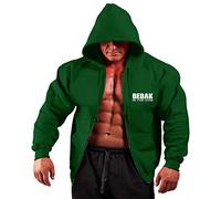 BEBAK ACTIVE Mens Gym Hoodie | Zipper Pullover Hoody Clothing for Men Bodybuilding Top Arnold Schwarzenegger Inspired Sweatshirt T Shirt S M L XL 2XL 3XL 4XL 5X (Forest Green, 2XL)