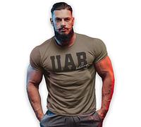 bebak Mens Gym T Shirt | Bodybuilding Clothes for Men UAB Signature Wear Training Top (Khaki Classic, 3XL)
