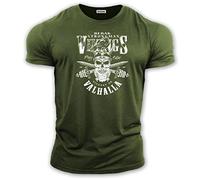 bebak Mens Gym T Shirt | Bodybuilding T Shirt Gym Clothing Viking Strongman Training Top (Military Green, 3XL)