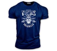 bebak Mens Gym T Shirt | Bodybuilding T Shirt Gym Clothing Viking Strongman Training Top (Navy, 2XL)