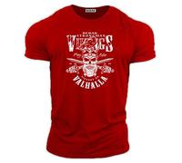 bebak Mens Gym T Shirt | Bodybuilding T Shirt Gym Clothing Viking Strongman Training Top (Red, 2XL)
